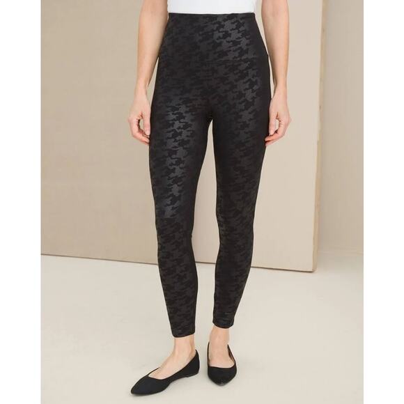 Chicos Zenergy Womens So Slimming Leggings Size Medium Black Houndstooth Foil - Picture 1 of 12